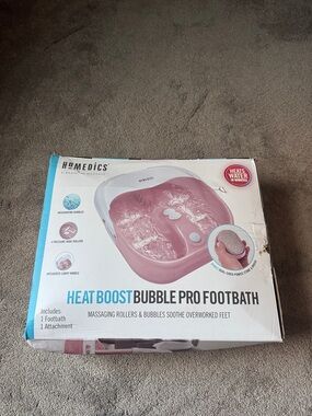 HoMedics Pink Heat Boost Pro Heated Foot Spa Bubble Foot Massager